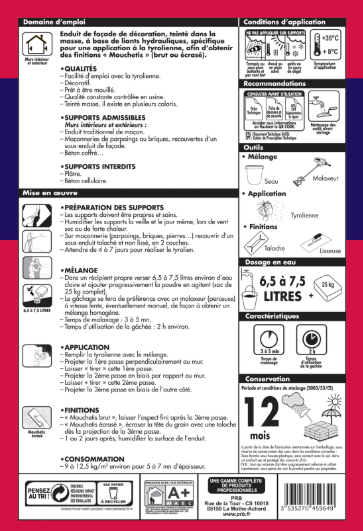 Enduit tyrolien blanc cassé PRB 25 kg