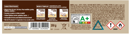 Pâte à bois Solvantée petits trous SINTO chêne foncé 250 g
