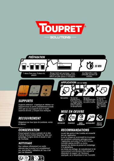 Enduit de réparation, Repar' bois, TOUPRET, marron 1 KG