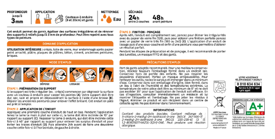 Enduit de rénovation et garnissant en pâte Prêt à l'emploi AXTON blanc 8 kg