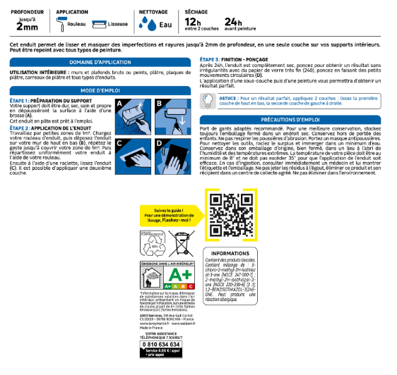 Enduit de lissage au rouleau en pâte AXTON blanc 10 kg