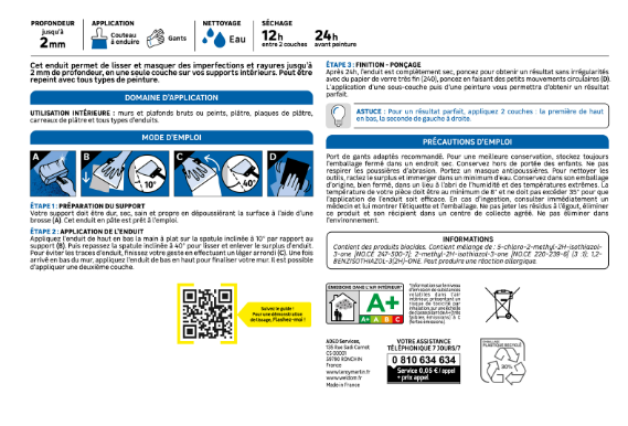 Enduit de lissage en pâte Prêt à l'emploi AXTON blanc 15 kg