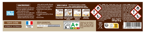 Mastic Sintobois charges lourdes SINTO chêne 580 g