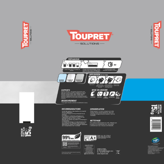 Enduit de lissage en poudre Extra liss TOUPRET blanc 15 kg