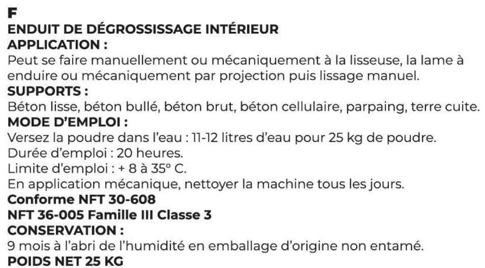 Enduit de dégrossissage SEMIN, 25 kg
