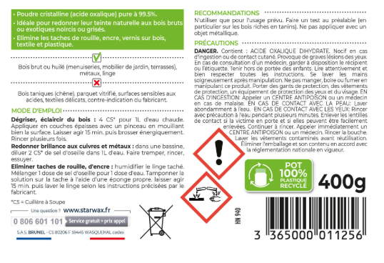 Sel d'oseille STARWAX Soluvert, 400g