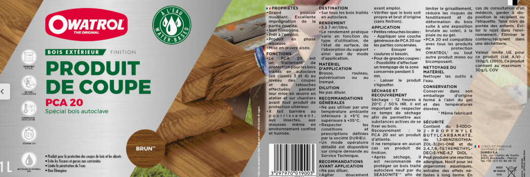 Traitement de coupe de bois OWATROL brun 1L