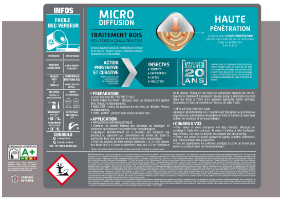 Traitement du bois poutre et charpente V33 1 l