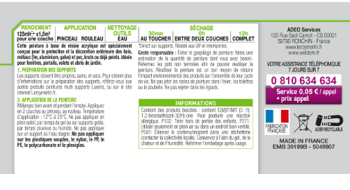 Peinture extérieure bois, fer, plastique LUXENS blanc satiné 125ml