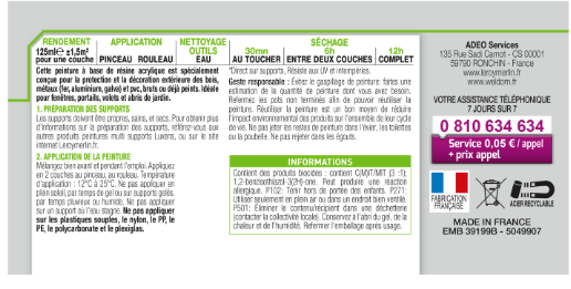 Peinture extérieure bois, fer, plastique LUXENS blanc perle satiné 125ml