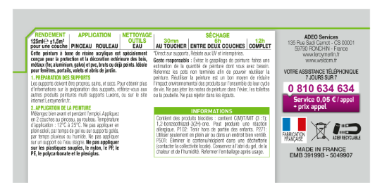 Peinture extérieure bois, fer, plastique LUXENS vert mousse satiné 125ml