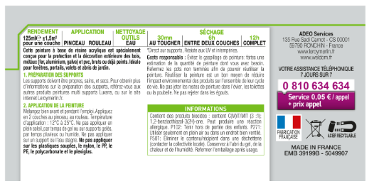 Peinture extérieure bois, fer, plastique LUXENS granit 3 satiné 125ml