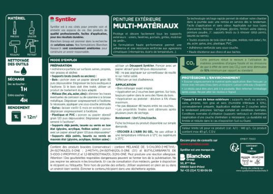 Peinture extérieure bois, alu, pvc . SYNTILOR gris anthracite satiné 0.125l