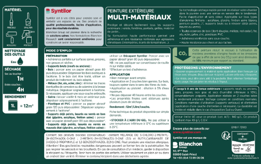 Peinture extérieure bois, aluminium, pvc . SYNTILOR noir satiné 125ml