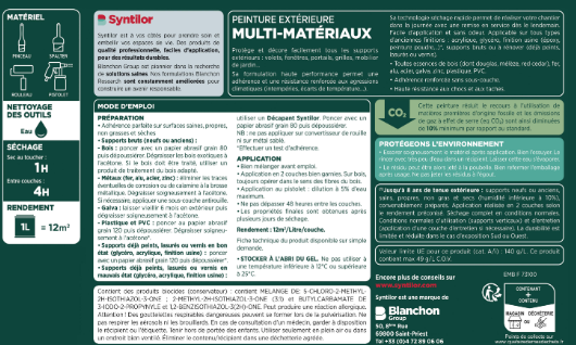 Peinture extérieure bois, aluminium, pvc . SYNTILOR indigo satiné 125ml