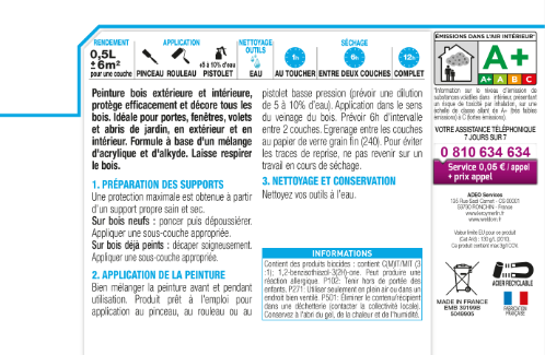Peinture extérieure bois, Protection 4 ans LUXENS blanc satiné 0.5l