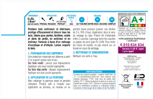Peinture extérieure bois, Protection 4 ans LUXENS noir satiné 0.5l