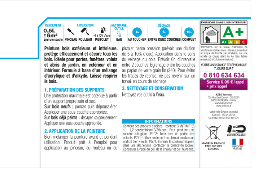 Peinture extérieure bois, Protection 4 ans LUXENS rouge basque satiné 0.5l