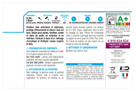 Peinture extérieure bois, Protection 4 ans LUXENS gris basalte satiné 0.5l