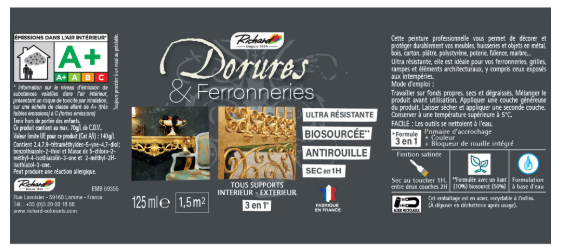 Peinture Dorure, satiné RICHARD, or riche 125 ml