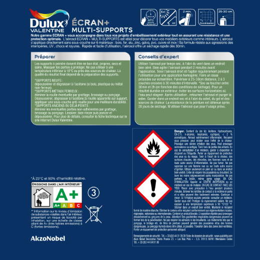 Peinture extérieure bois, fer Ecran + DULUX VALENTINE noir satiné 0.4l