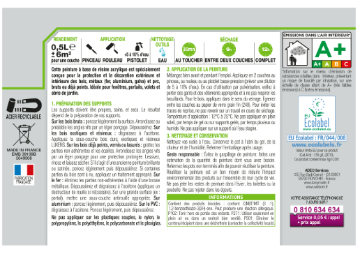 Peinture extérieure bois, fer, plastique LUXENS gris anthracite satiné 0.5l