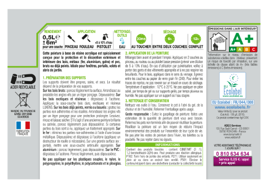 Peinture extérieure bois, acier, inox LUXENS vert provence satiné 0.5l