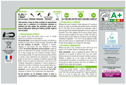 Peinture extérieure bois, acier, inox LUXENS vert mousse satiné 0.5l