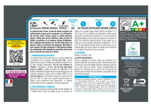 Peinture extérieure bois, mdf, osb Conditions extrêmes LUXENS blanc brillant 0.5L