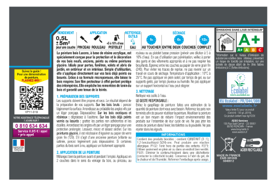 Peinture extérieure bois, mdf, osb Conditions extrêmes LUXENS blanc perle satiné