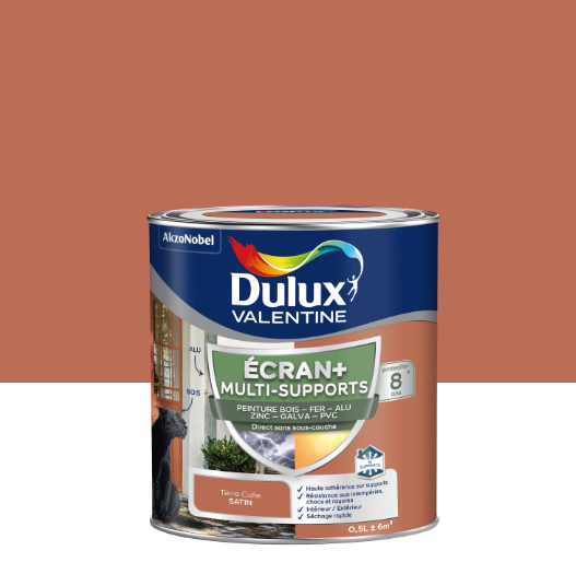 Peinture extérieure bois Ecran + DULUX terre cuite satiné 0.5l