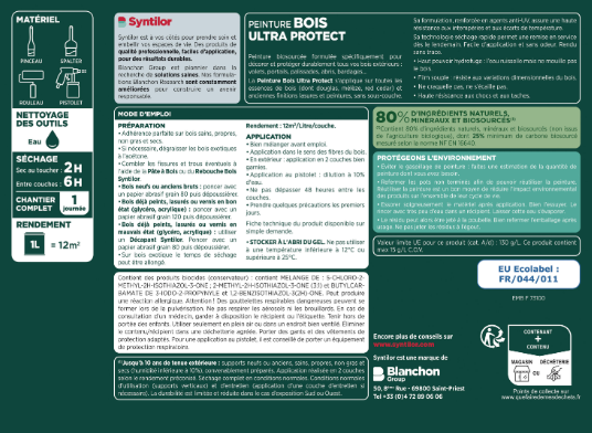 Peinture extérieure bois Ultra protect SYNTILOR gris vert satiné 0.5l
