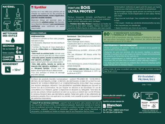 Peinture extérieure bois Ultra protect SYNTILOR gris clair satiné 0.5l