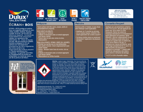 Peinture extérieure bois Ecran + DULUX VALENTINE rouge basque satiné 0.5l