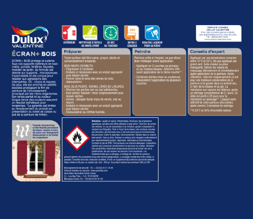 Peinture extérieure bois Ecran + DULUX VALENTINE sable clair satiné 0.5l