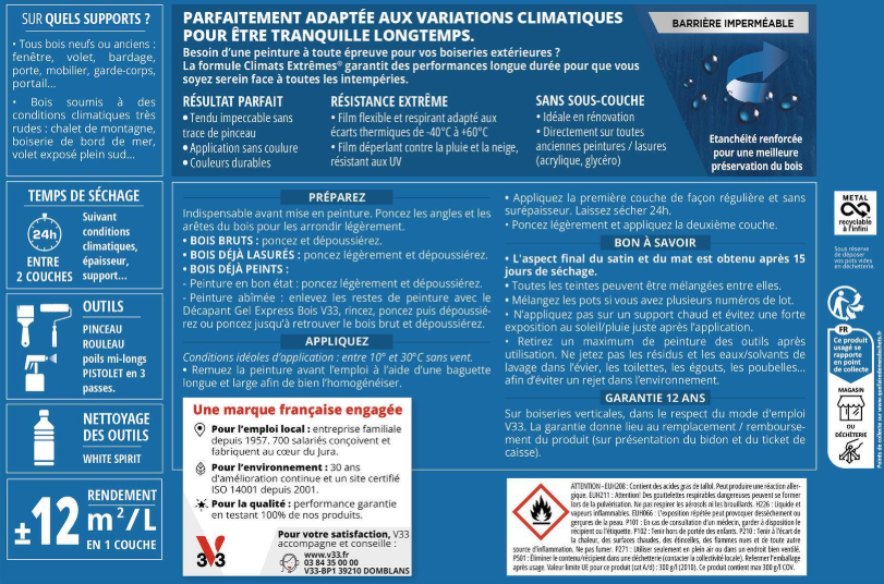 Peinture extérieure bois Climats extrêmes® V33 vert bruyere satiné 0.5l