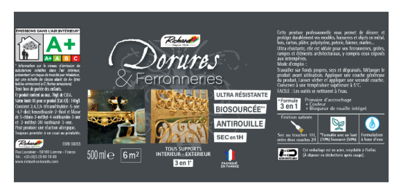 Peinture Dorure, satiné, RICHARD, cuivre 0.5 L