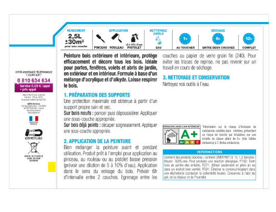 Peinture extérieure bois, Protection 4 ans LUXENS blanc satiné 2.5l