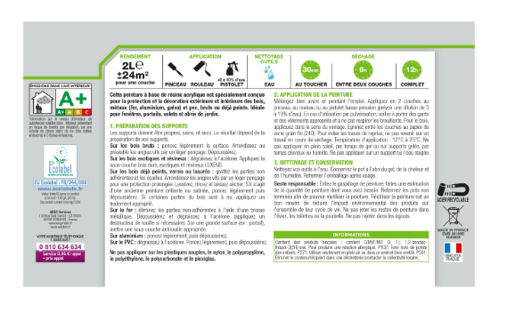 Peinture extérieure bois, fer, plastique LUXENS blanc satiné 2l