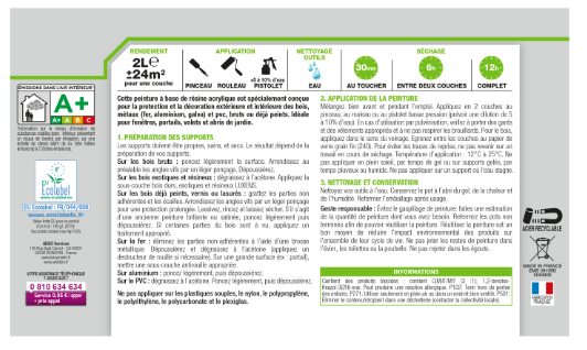 Peinture extérieure bois, acier, inox LUXENS vert mousse satiné 2l