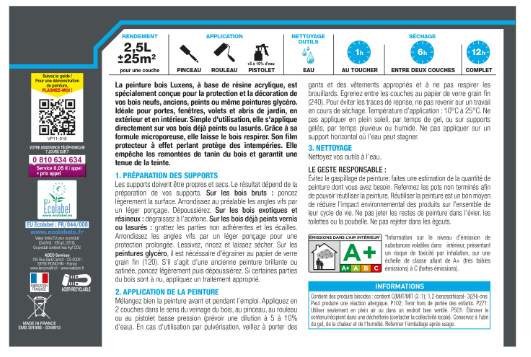 Peinture extérieure bois, mdf, osb Conditions extrêmes LUXENS brun gris satiné