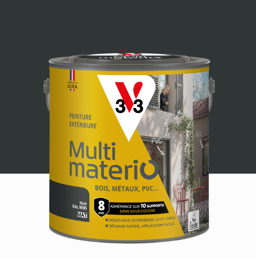 Peinture extérieure bois, fer, plastique V33 noir mat 2l