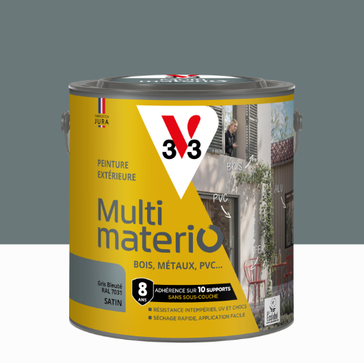 Peinture extérieure bois, fer, plastique V33 gris bleuté satiné 2l