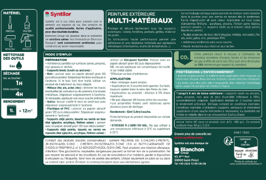 Peinture extérieure bois, aluminium, pvc . SYNTILOR châtaignier satiné 2l