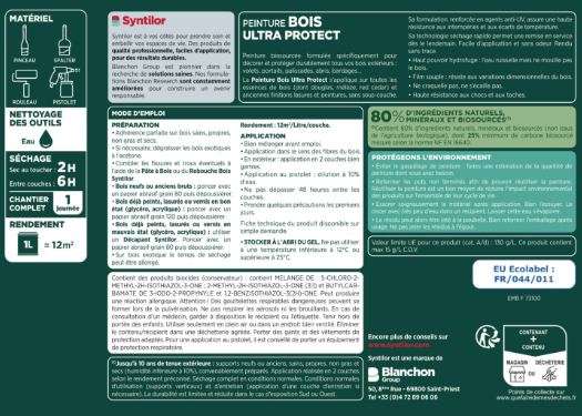 Peinture extérieure bois Ultra protect SYNTILOR gris clair satiné 2.5l
