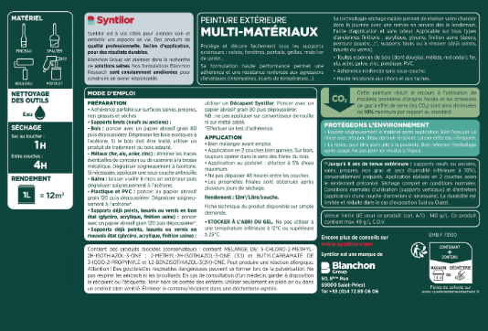 Peinture extérieure bois, aluminium, pvc . SYNTILOR gris anthracite mat 2l