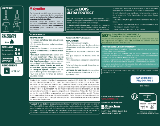 Peinture extérieure bois Ultra protect SYNTILOR lichen satiné 2.5l