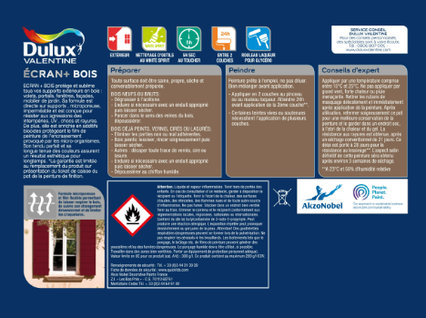Peinture extérieure bois Ecran + DULUX VALENTINE rouge basque satiné 2l