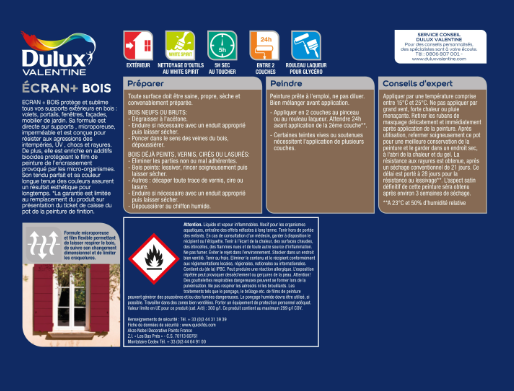Peinture extérieure bois Ecran + DULUX VALENTINE sable clair satiné 2l
