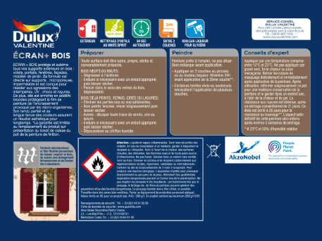 Peinture extérieure bois Ecran + DULUX VALENTINE gris foncé satiné 2l